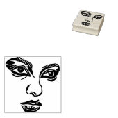 抽象的な目と唇 女性の顔の美しさ オリジナルアート ラバースタンプ (押印)