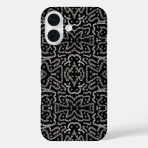 抽象的な矢印のグランジパターンとソフトパステル iPhone 16ケース
