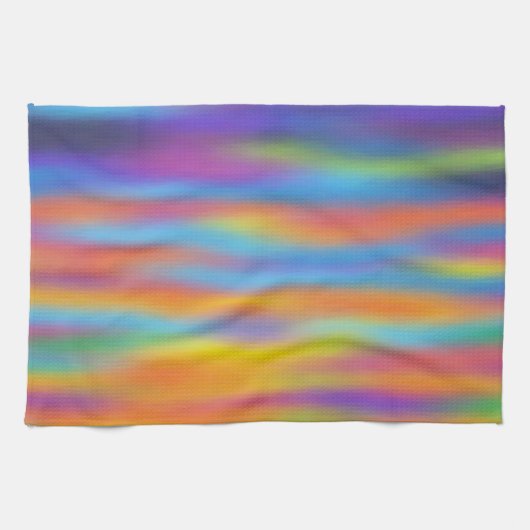 抽象的な砂漠の夕焼け空のアート作品 キッチンタオル (横)