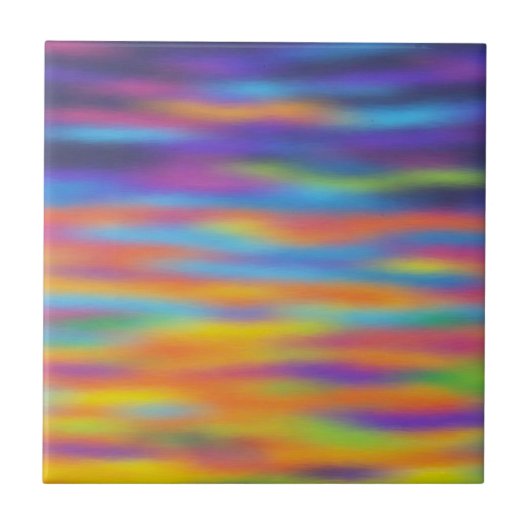 抽象的な砂漠の夕焼け空のアート作品 タイル (正面)