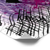 抽象的な神秘的な紫の筆致の壁画 ポスター (角)