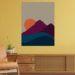 抽象的な秋の山の風景 夕焼け ポスター