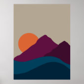 抽象的な秋の山の風景 夕焼け ポスター (正面)