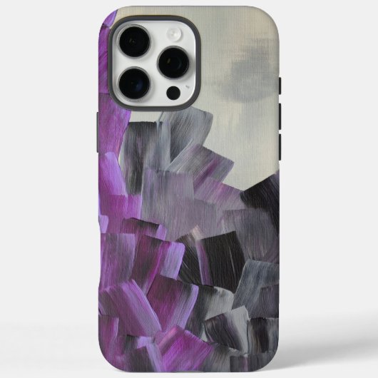 抽象的な筆致のパープル グレー ブラック Case-Mate iPhoneケース (裏面)
