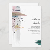 抽象的な筆致 現代のウェディング 招待状 (正面/裏面)