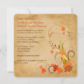 抽象的な紅葉、つる植物の結婚式招待状 招待状 (裏面)