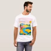 抽象的な紙のコラージュ風景 Tシャツ (正面フル)