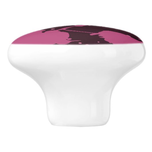 抽象的な紫とピンクのペイントのしぶきの水滴 セラミックノブ (側面)
