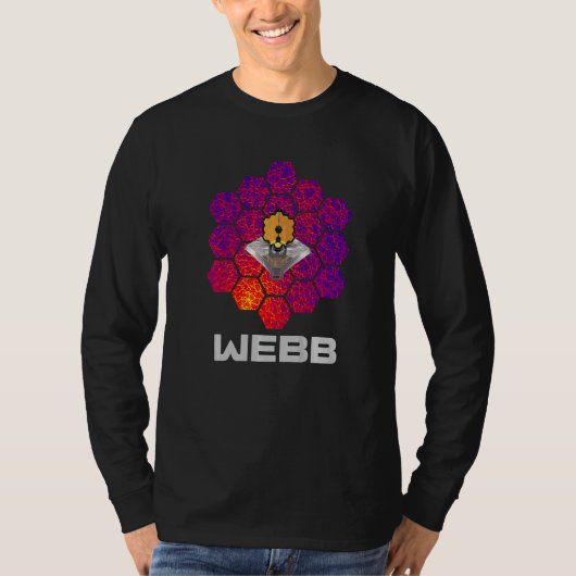 抽象的な紫と赤の鏡を持つWEBB宇宙望遠鏡 Tシャツ (正面)