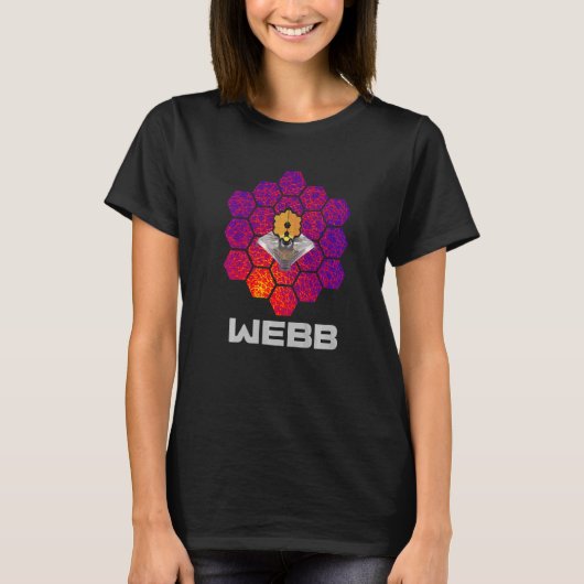 抽象的な紫と赤の鏡を持つWEBB宇宙望遠鏡 Tシャツ (正面)
