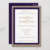 抽象的な紫と金の両面結婚式招待状 招待状 (正面/裏面)