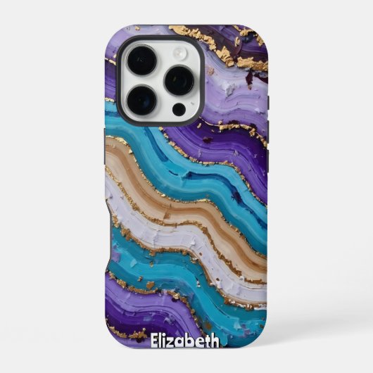 抽象的な紫と青の地形 iPhoneケース (裏面)