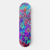 抽象的な紫と青の花の開花 スケートボード (正面)
