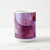 抽象的な紫の葉のパターン コーヒーマグカップ (中央)