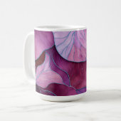 抽象的な紫の葉のパターン コーヒーマグカップ (正面左)