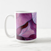 抽象的な紫の葉のパターン コーヒーマグカップ (左)