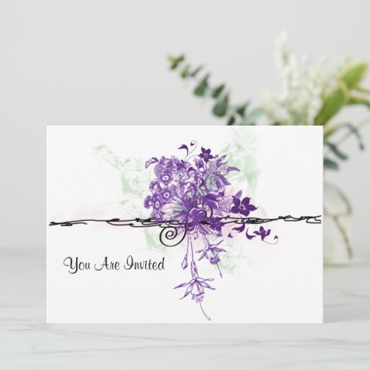 抽象的な紫色によっては花束、招待されます開花します 招待状 (スタンド正面)
