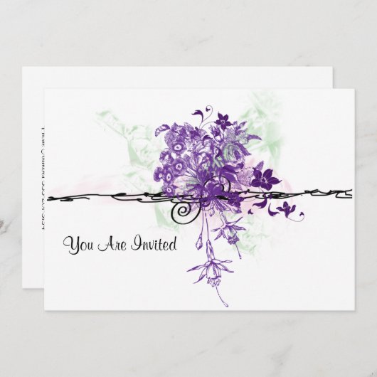 抽象的な紫色によっては花束、招待されます開花します 招待状 (正面/裏面)
