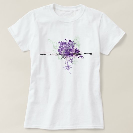 抽象的な紫色によっては花花束が開花します Tシャツ (デザイン正面)