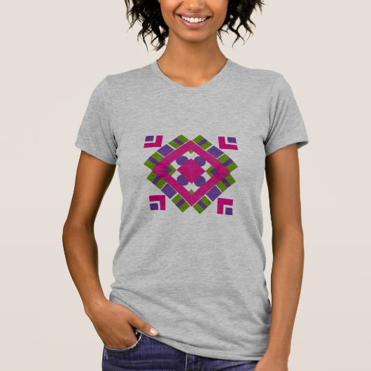 抽象的な紫色のマルチカラーダイヤモンド画像 Tシャツ (正面)