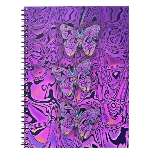 抽象的な紫色の蝶の芸術 ノートブック (正面)