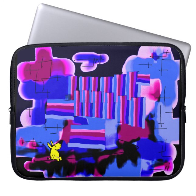 抽象的な紫色の霞 ラップトップスリーブ (正面)