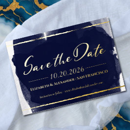 抽象的な結婚式のSave the Date 招待状 | ブルー