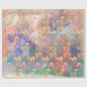 抽象的な絵と花 ラッピングペーパー (フラット)