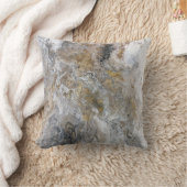 抽象的な絵画の灰色の黒い金ゴールドの白のアートワーク クッション (ブランケット)