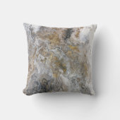 抽象的な絵画の灰色の黒い金ゴールドの白のアートワーク クッション (正面)