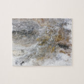 抽象的な絵画の灰色の黒い金ゴールドの白のアートワーク ジグソーパズル (横)