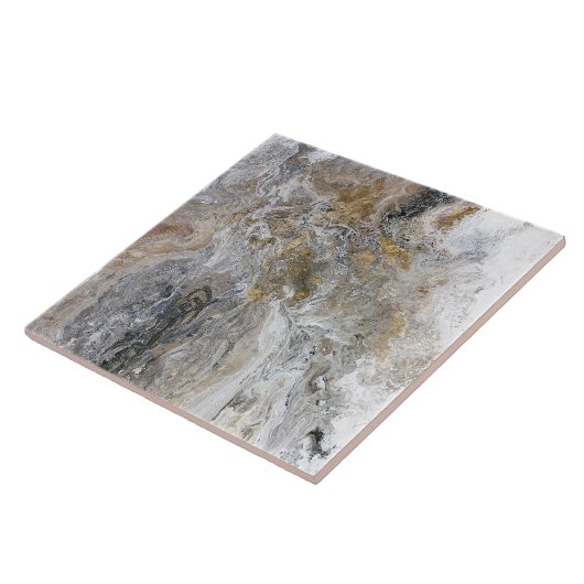 抽象的な絵画の灰色の黒い金ゴールドの白のアートワーク タイル (側面)