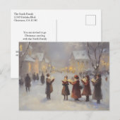 抽象的な絵画 クリスマス・キャロルを歌う人々 ポストカード (正面/裏面)