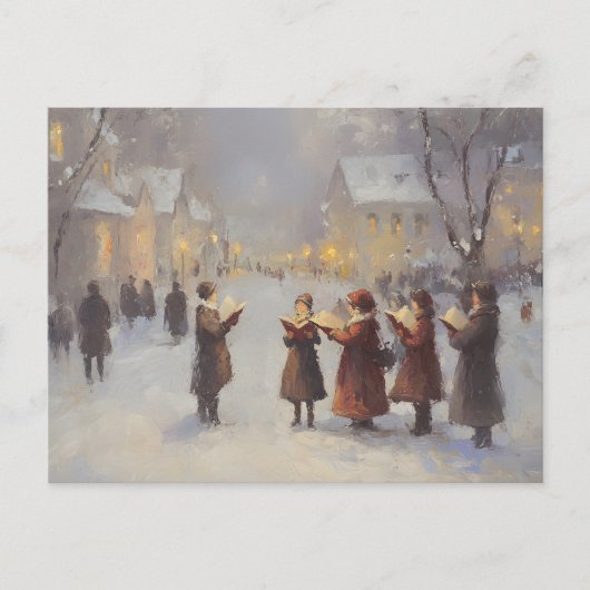 抽象的な絵画 クリスマス・キャロルを歌う人々 ポストカード (正面)