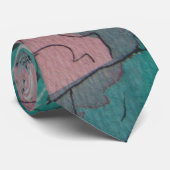 抽象的な緑およびピンクの様式化された花の芸術 ネクタイ (ロール)