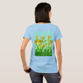 抽象的な緑と金の花柄の女性用ベーシックTシャツ Tシャツ (裏面フル)