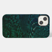 抽象的な緑と青のマトリックスデジタル iPhoneケース (裏面横)
