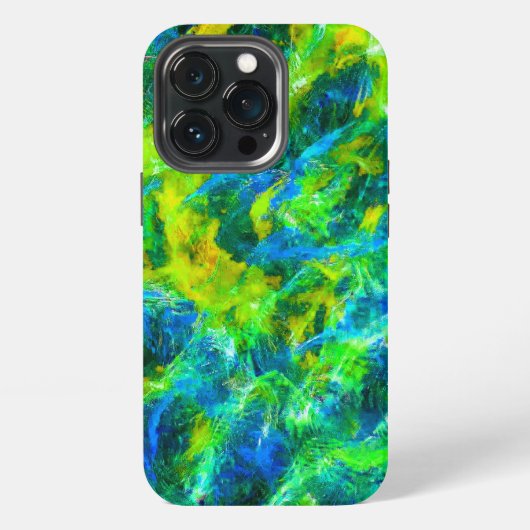 抽象的な緑と青の炎 iPhoneケース (裏面)