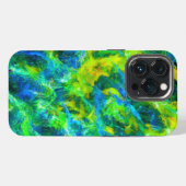 抽象的な緑と青の炎 iPhoneケース (裏面横)
