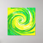 抽象的な緑と黄色の螺旋アート キャンバスプリント (正面)