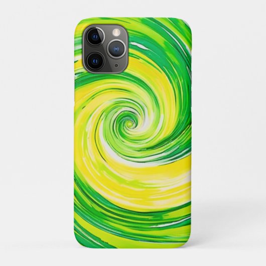 抽象的な緑と黄色の螺旋アート Case-Mate iPhoneケース (裏)