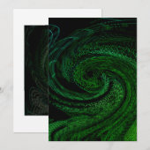 抽象的な緑の文房具 招待状 (正面/裏面)