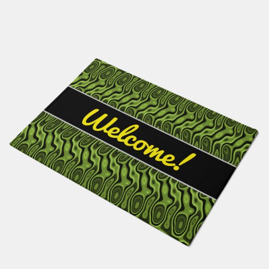 抽象的な緑の液体そっくりの染みパターン ドアマット (アングル)