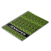 抽象的な緑の液体そっくりの染みパターン + 名前 ノートブック (左側)