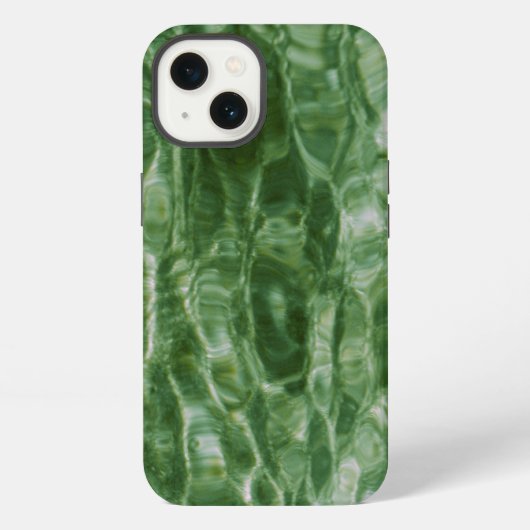 抽象的な緑色の水の波紋 iPhoneケース (裏面)