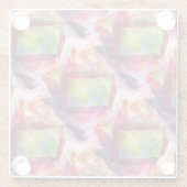 抽象的な緑、赤い壁紙 ガラスコースター (裏面)