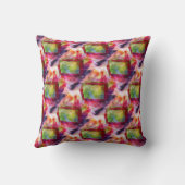 抽象的な緑、赤い壁紙 クッション (裏面)