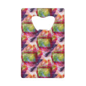 抽象的な緑、赤い壁紙 クレジットカード栓抜き (裏面)