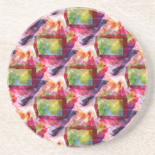 抽象的な緑、赤い壁紙 コースター (正面)