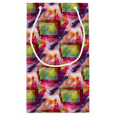 抽象的な緑、赤い壁紙 スモールペーパーバッグ (裏面)